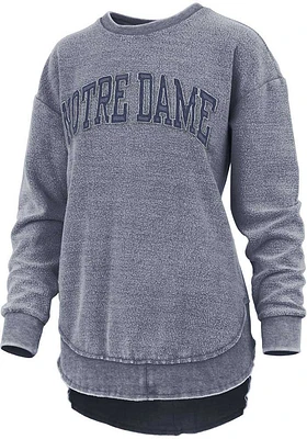 Pressbox Notre Dame Fighting Irish Womens Navy Blue Ponchoville Crew Sweatshirt