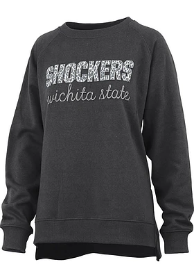 Pressbox Wichita State Shockers Womens Black Steamboat Crew Sweatshirt