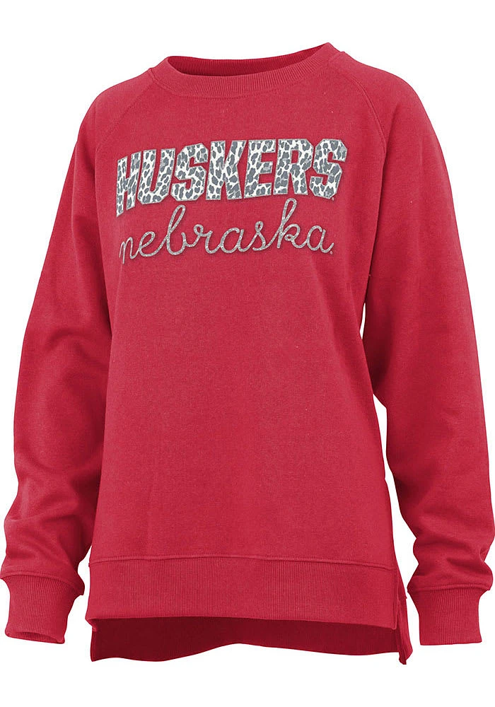 Pressbox Nebraska Cornhuskers Womens Red Steamboat Crew Sweatshirt