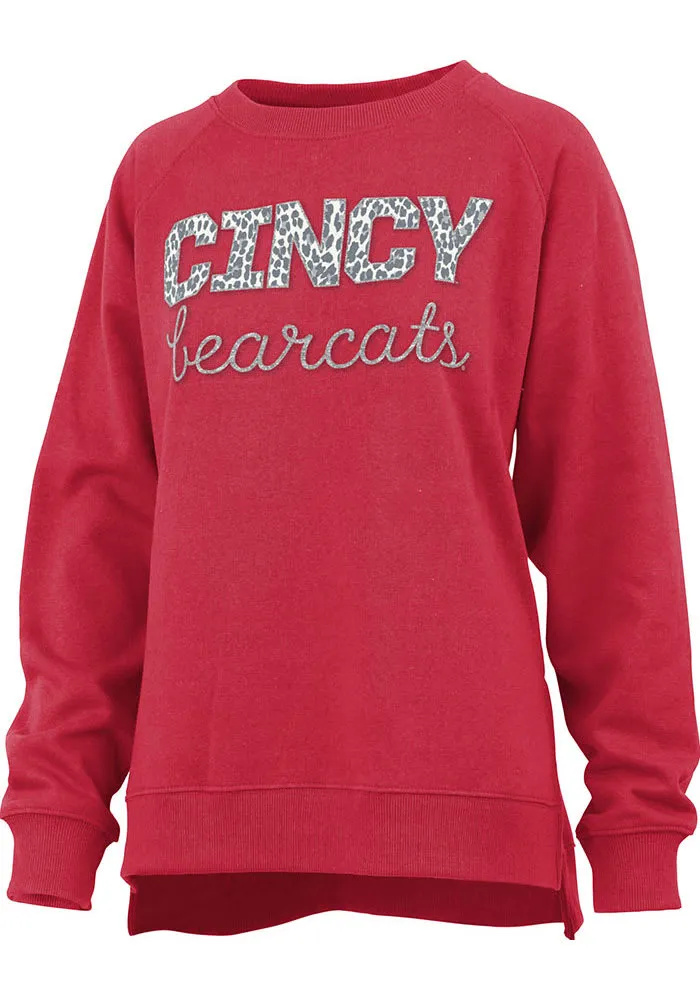 Pressbox Cincinnati Bearcats Womens Red Steamboat Crew Sweatshirt