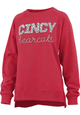 Pressbox Cincinnati Bearcats Womens Red Steamboat Crew Sweatshirt