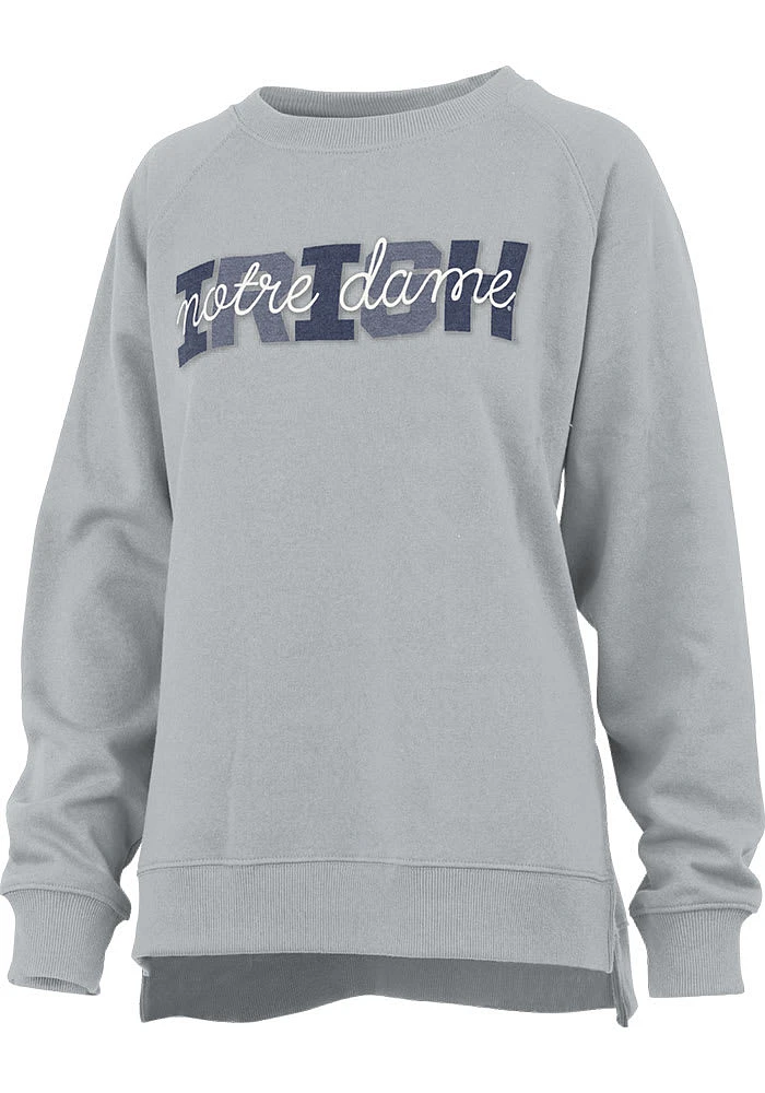 Pressbox Notre Dame Fighting Irish Womens Grey Pinehurst Crew Sweatshirt
