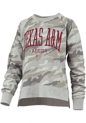 Pressbox Texas A&M Aggies Womens Green Camo Crew Sweatshirt