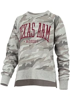 Pressbox Texas A&M Aggies Womens Green Camo Crew Sweatshirt