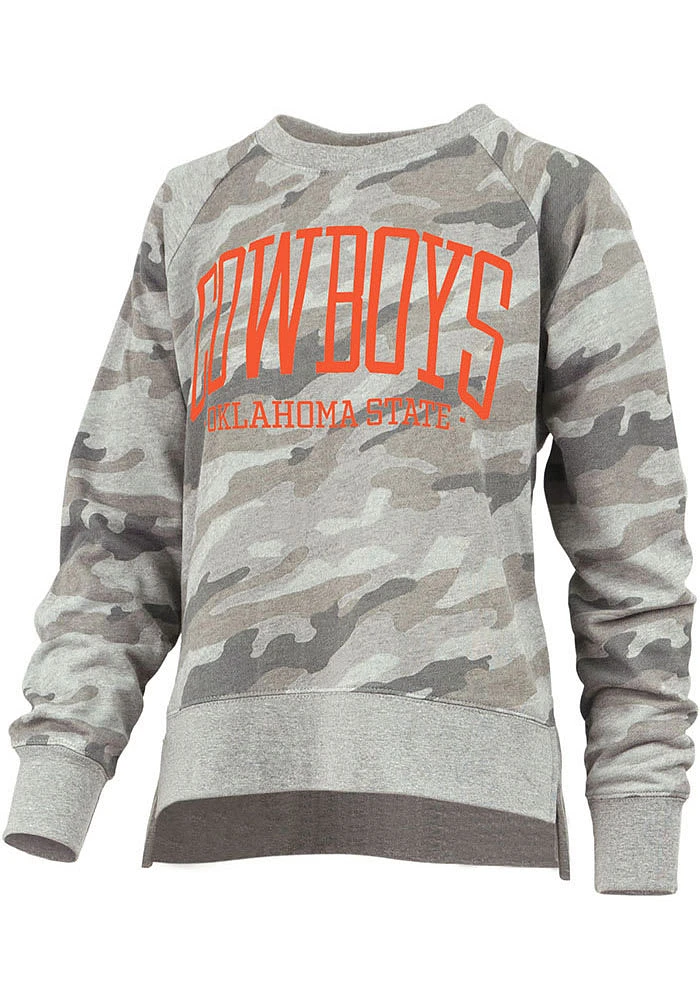 Pressbox Oklahoma State Cowboys Womens Green Camo Crew Sweatshirt