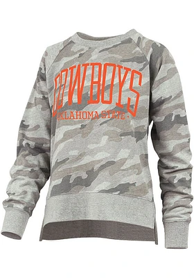 Pressbox Oklahoma State Cowboys Womens Green Camo Crew Sweatshirt