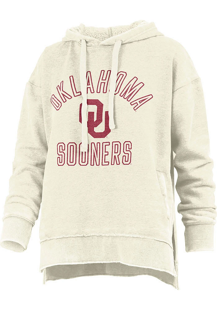 Pressbox Oklahoma Sooners Womens Ivory Marni Hooded Sweatshirt