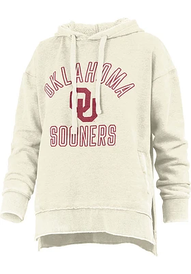 Pressbox Oklahoma Sooners Womens Ivory Marni Hooded Sweatshirt
