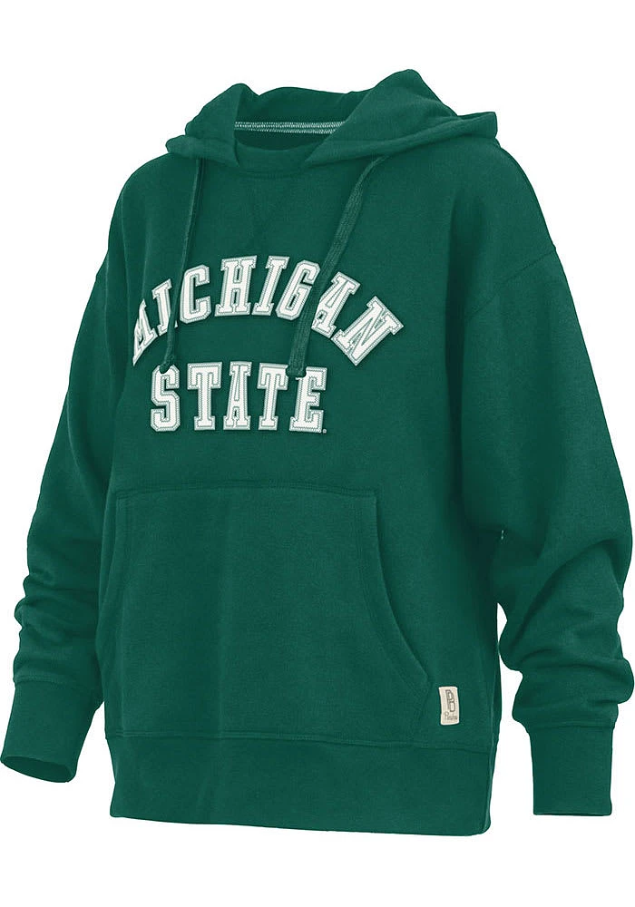 Pressbox Michigan State Spartans Womens Green Cozy Tackle Twill Hooded Sweatshirt