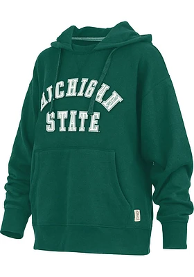 Pressbox Michigan State Spartans Womens Green Cozy Tackle Twill Hooded Sweatshirt
