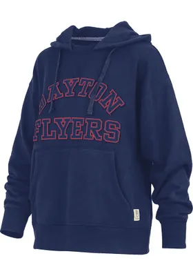 Pressbox Dayton Flyers Womens Navy Blue Cozy Tackle Twill Hooded Sweatshirt