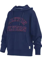 Pressbox Dayton Flyers Womens Navy Blue Cozy Tackle Twill Hooded Sweatshirt