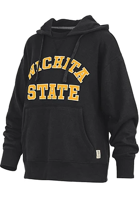 Pressbox Wichita State Shockers Womens Black Cozy Tackle Twill Hooded Sweatshirt