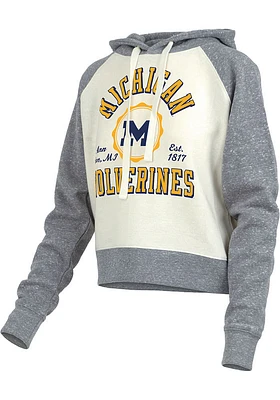 Pressbox Michigan Wolverines Womens Grey Cody Hooded Sweatshirt