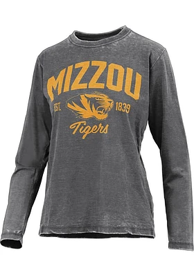 Pressbox Missouri Tigers Womens Black Vintage Burnout LS Tee