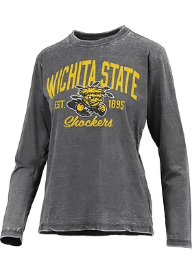 Pressbox Wichita State Shockers Womens Black Vintage Burnout LS Tee