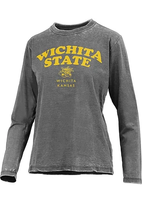 Pressbox Wichita State Shockers Womens Black Vintage Burnout Edition LS Tee
