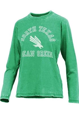 Pressbox North Texas Mean Green Womens Kelly Vintage Burnout LS Tee