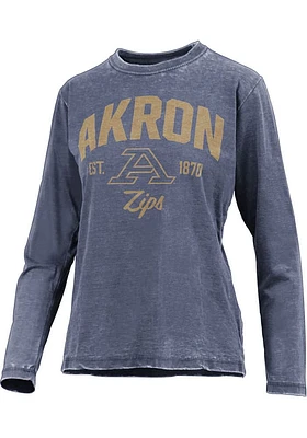 Pressbox Akron Zips Womens Navy Blue Vintage Burnout LS Tee