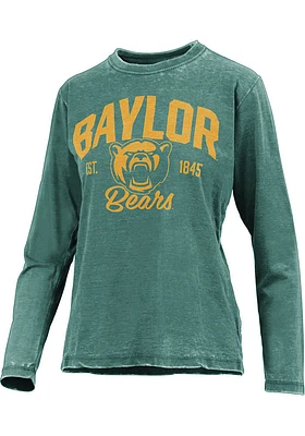 Pressbox Baylor Bears Womens Green Vintage Burnout LS Tee