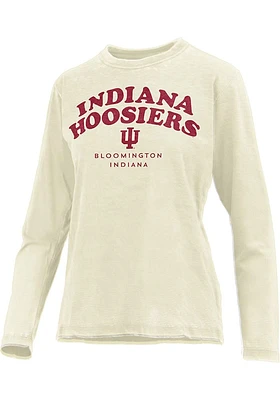 Pressbox Indiana Hoosiers Womens Ivory Vintage Burnout LS Tee