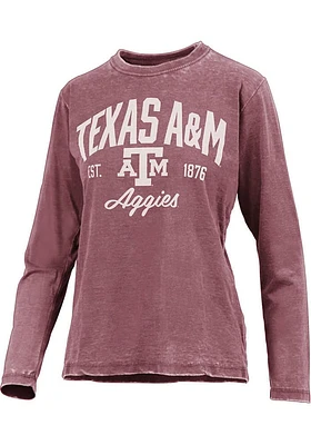 Pressbox Texas A&M Aggies Womens Maroon Vintage Burnout Design LS Tee