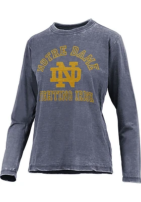 Pressbox Notre Dame Fighting Irish Womens Navy Blue Vintage Burnout LS Tee