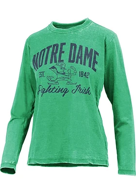 Pressbox Notre Dame Fighting Irish Womens Kelly Green Vintage Burnout LS Tee