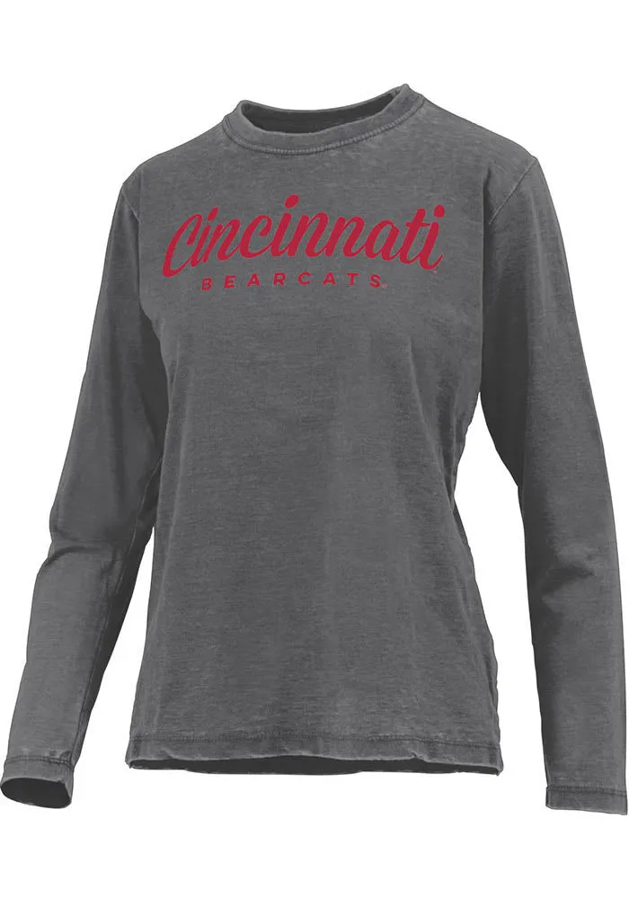 Pressbox Cincinnati Bearcats Womens Black Vintage Burnout LS Tee