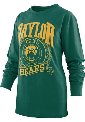 Pressbox Baylor Bears Womens Green Big Country LS Tee