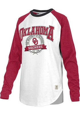 Pressbox Oklahoma Sooners Womens White Brooking LS Tee