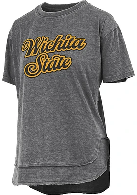 Pressbox Wichita State Shockers Womens Black Poncho Short Sleeve T-Shirt