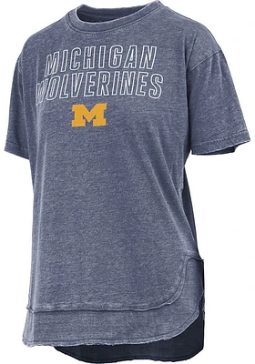 Pressbox Michigan Wolverines Womens Blue Poncho Short Sleeve T-Shirt