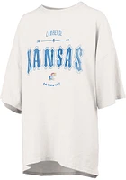 Pressbox Kansas Jayhawks Womens Ivory RNR Short Sleeve T-Shirt