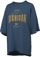 Pressbox Michigan Wolverines Womens Navy Blue RNR Short Sleeve T-Shirt
