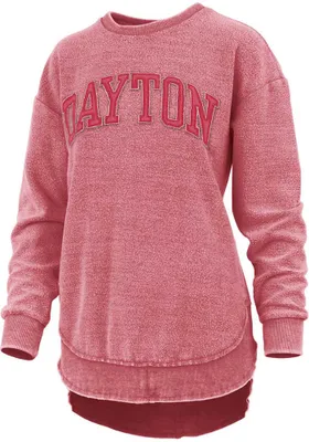 Pressbox Dayton Flyers Womens Red Script Ponchoville Crew Sweatshirt