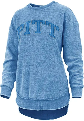 Pressbox Pitt Panthers Womens Blue Ponchoville Crew Sweatshirt