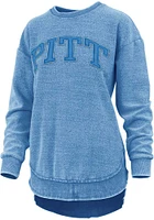 Pressbox Pitt Panthers Womens Blue Ponchoville Crew Sweatshirt