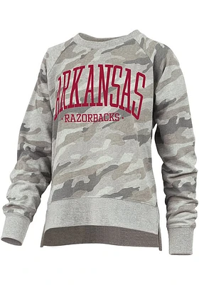 Pressbox Arkansas Razorbacks Womens Green Camo Oakland Crew Sweatshirt