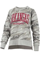 Pressbox Arkansas Razorbacks Womens Green Camo Oakland Crew Sweatshirt