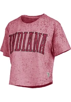 Pressbox Indiana Hoosiers Womens Crimson Sun Wash Crop Short Sleeve T-Shirt