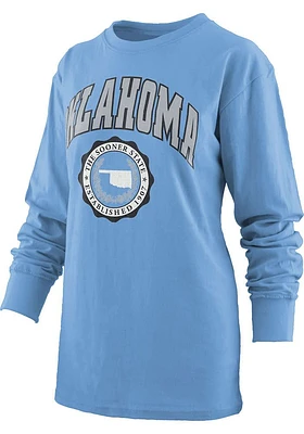 Pressbox Oklahoma Womens Light Blue Winnie LS Tee