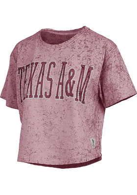 Pressbox Texas A&M Aggies Womens Maroon Sun Wash Crop Short Sleeve T-Shirt