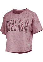 Pressbox Texas A&M Aggies Womens Maroon Sun Wash Crop Short Sleeve T-Shirt
