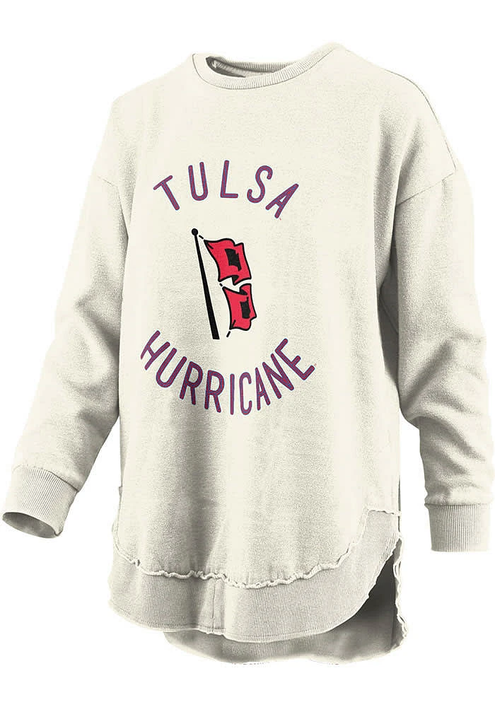 Pressbox Tulsa Golden Hurricane Womens Ivory Bakersfield Crew Sweatshirt