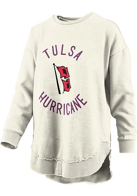 Pressbox Tulsa Golden Hurricane Womens Ivory Bakersfield Crew Sweatshirt
