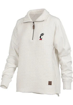 Pressbox Cincinnati Bearcats Womens Ivory Salem 1/4 Zip Pullover