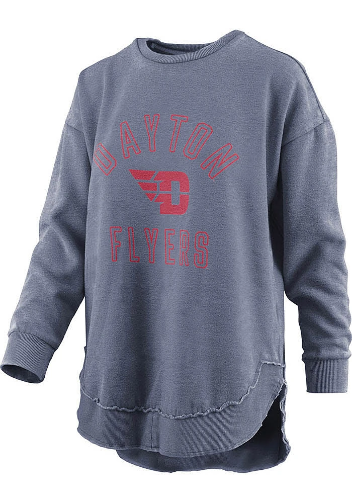 Pressbox Dayton Flyers Womens Navy Blue Poncho Crew Sweatshirt