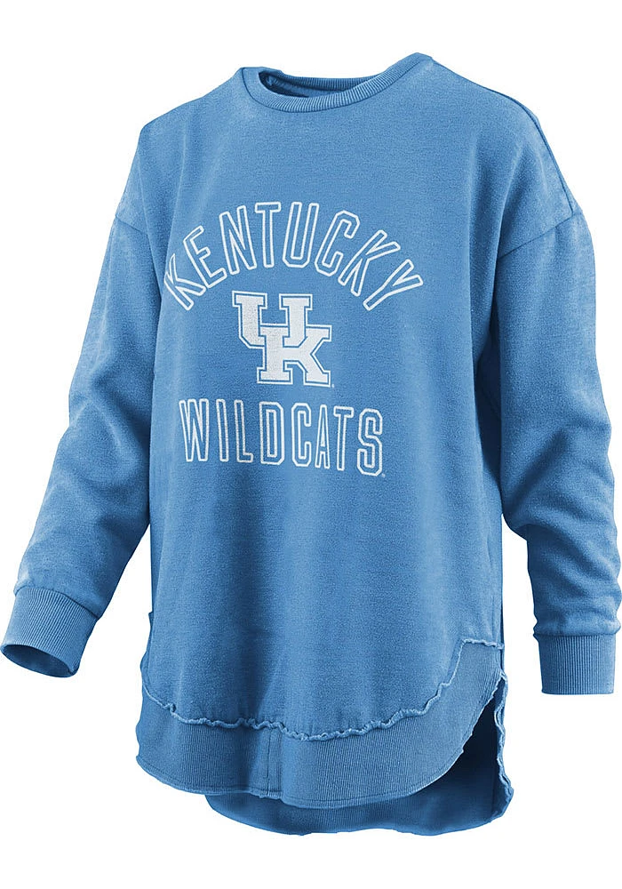 Pressbox Kentucky Wildcats Womens Blue Poncho Design Crew Sweatshirt