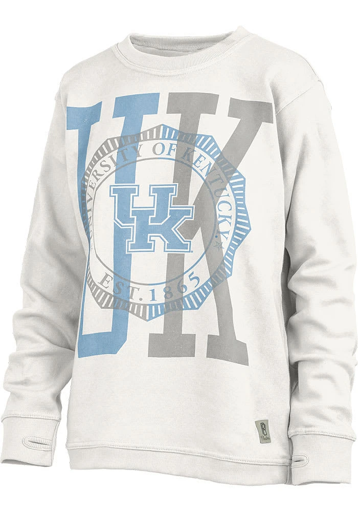 Pressbox Kentucky Wildcats Womens White Shoreline Crew Sweatshirt